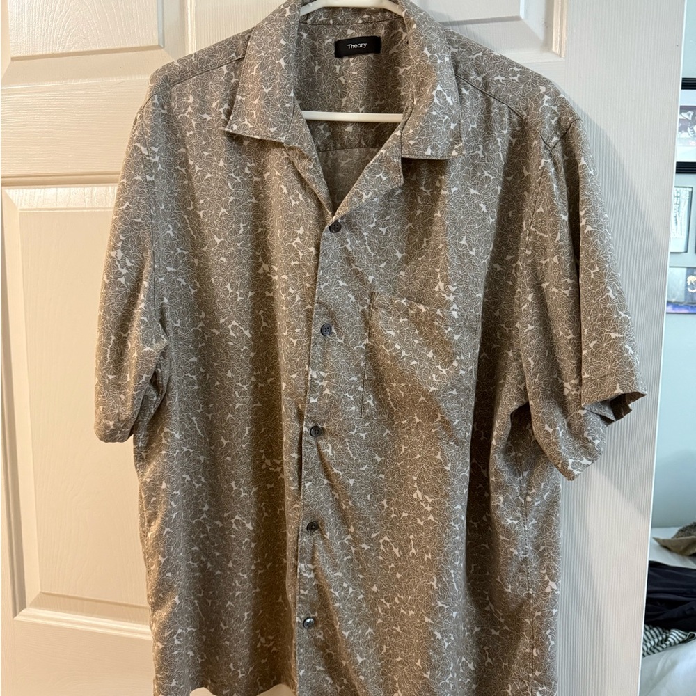 Theory Gray Casual Button Down Shirt